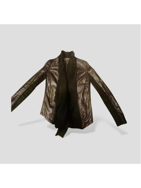 BLANKNYC Women’s Black Faux Leather Moto Jacket S Waterfall Knit JC135